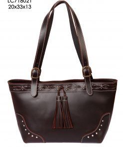 Bolso capacha de piel con borlones pequeño