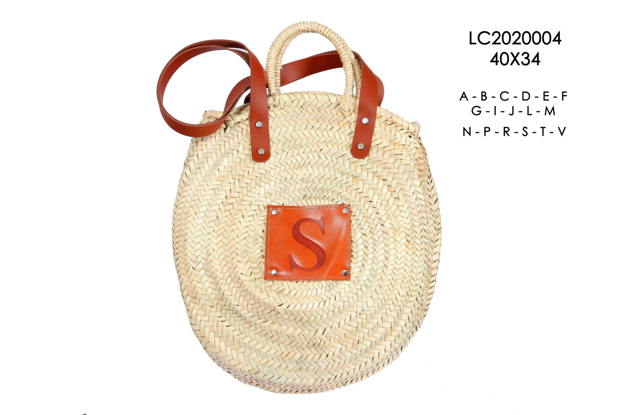 Cesta de mimbre con iniciales pequeña Bolso de mimbre