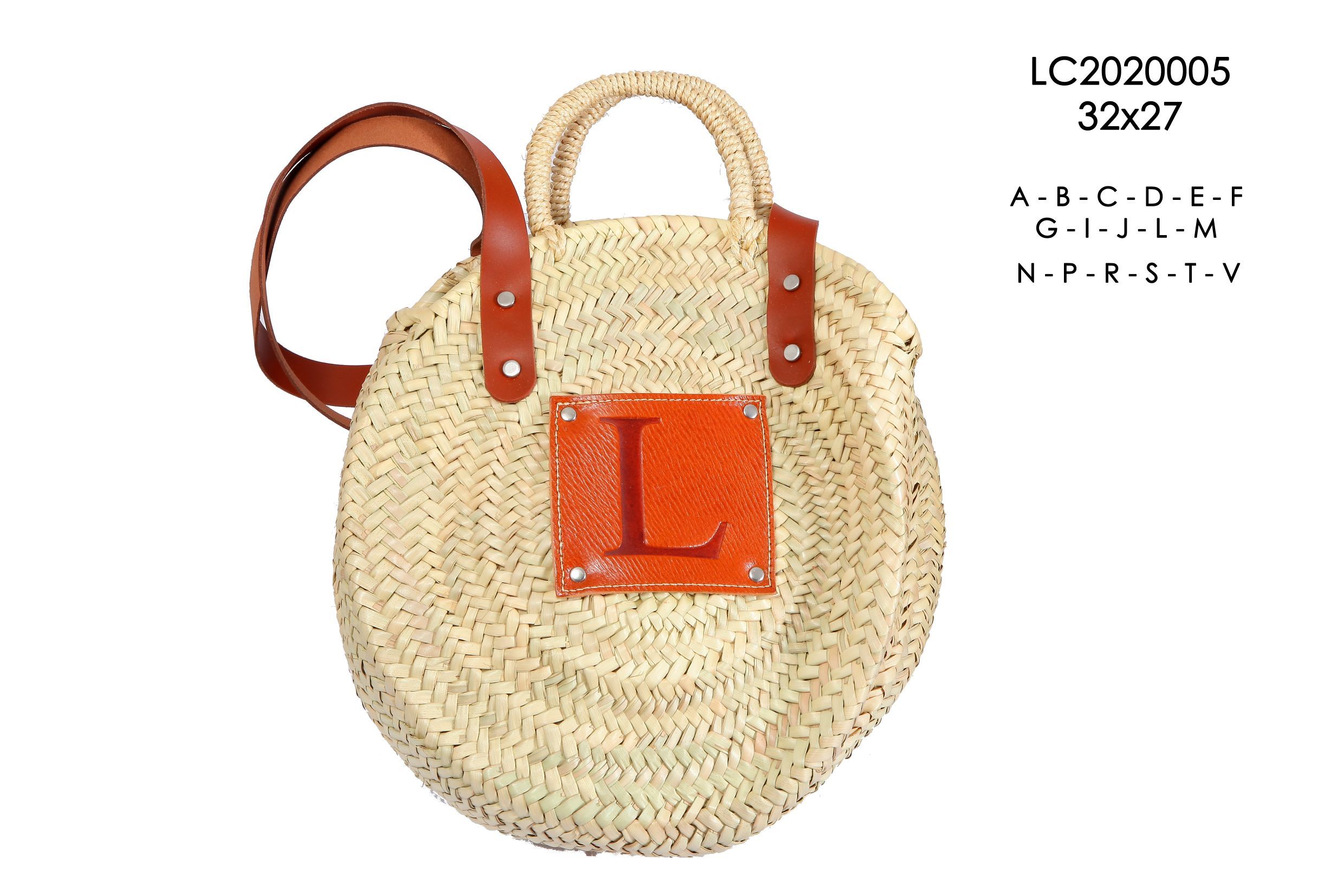 Cesta de mimbre con iniciales pequeña Bolso de mimbre