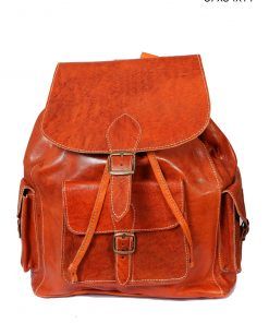 Mochila cuero con Bolsillo Frontal.