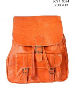 Mochila de cuero bolsillo central
