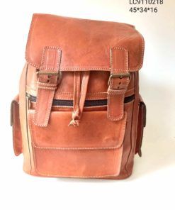 Mochila de cuero cremallera central