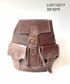 Mochila de cuero doble bolsillo pequeña